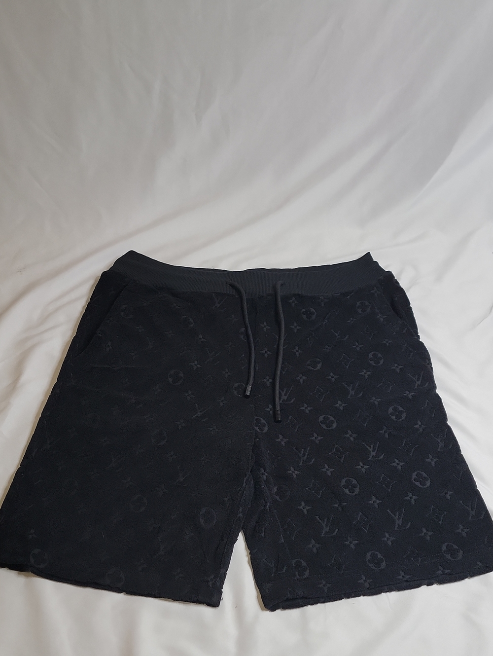 Louis Vuitton Black Monogram French Terry Drawstring Men's Shorts